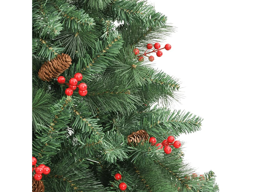 Albero Natale Artificiale Incernierato con Pigne e Bacche 210cm