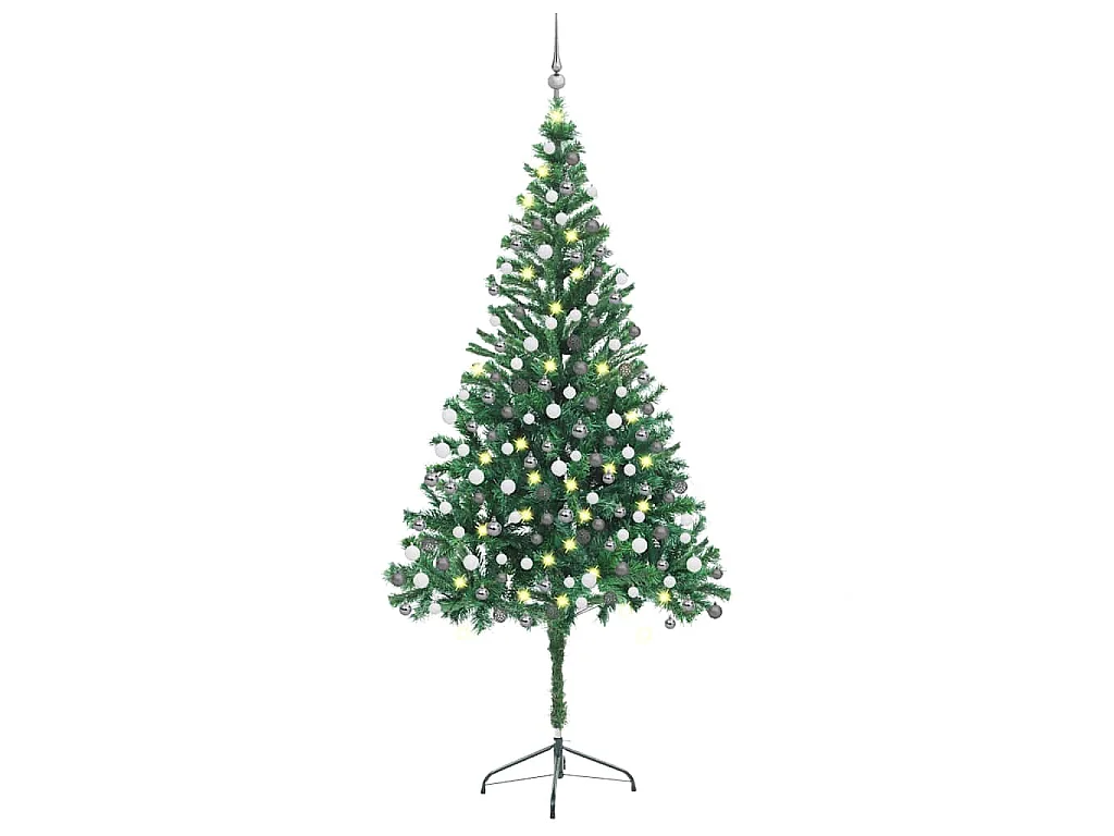Árbol de Navidad artificial con luces y bolas 910 ramas 210 cm