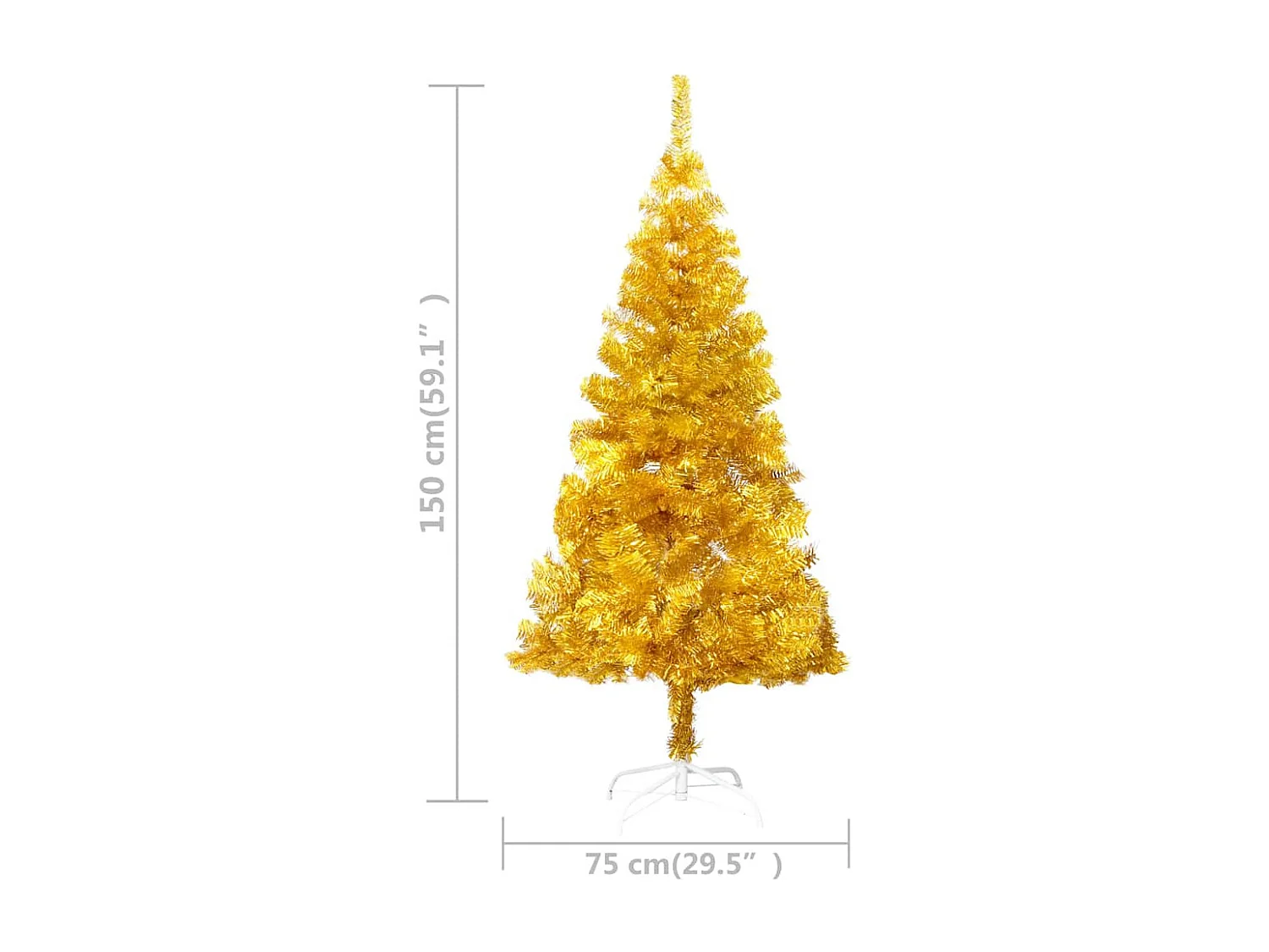 Künstlicher Weihnachtsbaum Beleuchtung & Kugeln Gold 150 cm PET