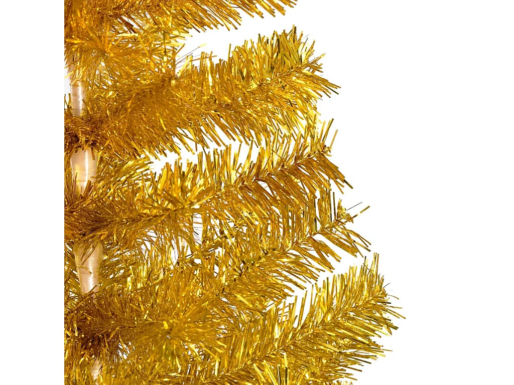 Arbre de Noël artificiel pré-éclairé et boules doré 150 cm PET