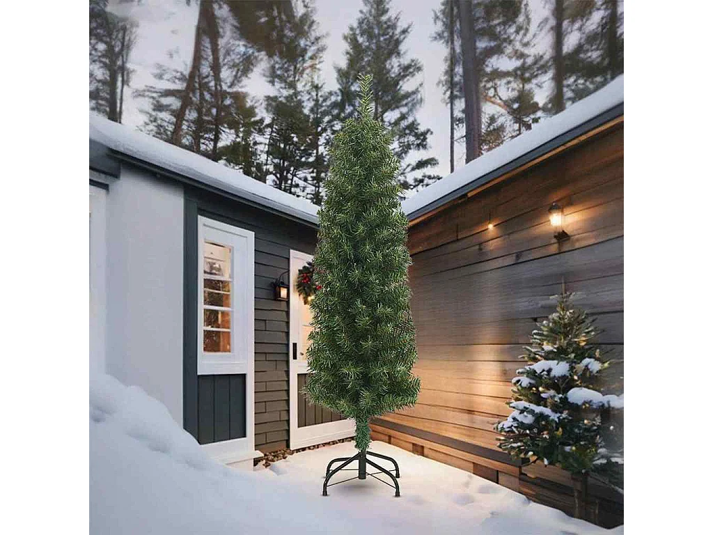 Sapin de Noël mince avec support 210 cm PVC