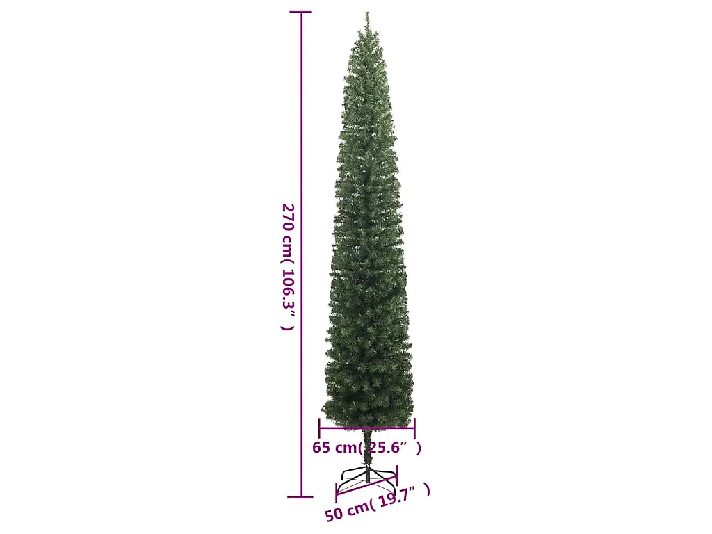 Kunstkerstboom smal met standaard 270 cm PVC