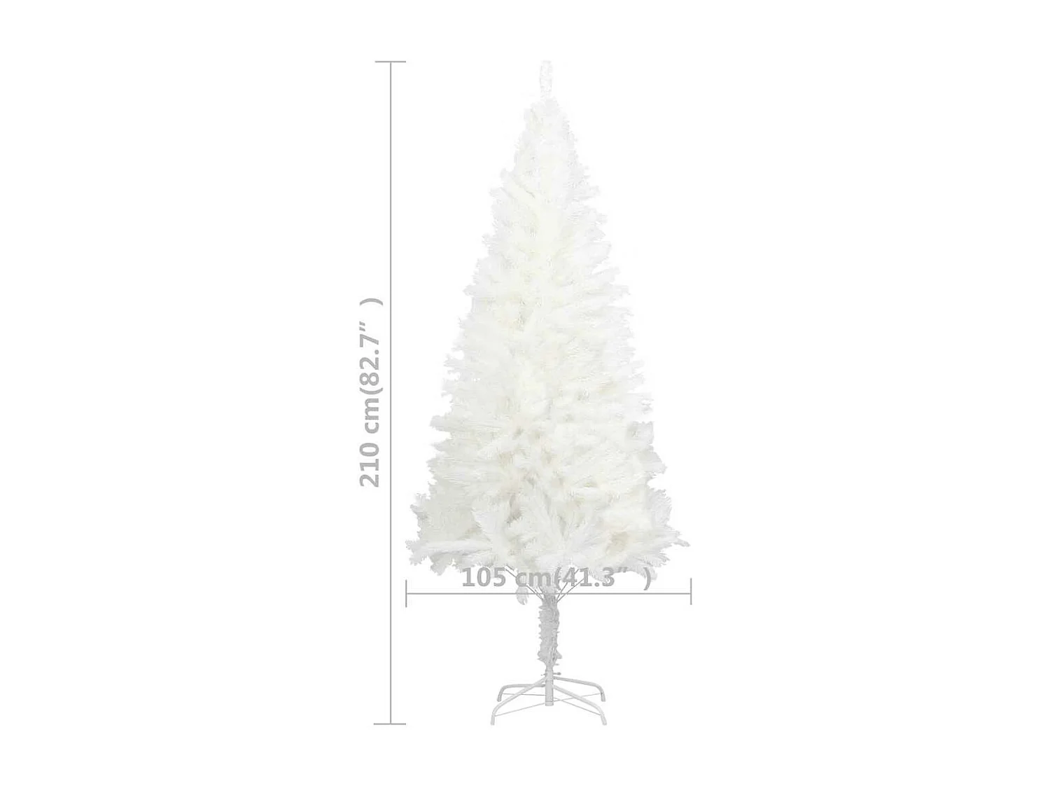 Kunstkerstboom met verlichting en kerstballen 210 cm PVC wit