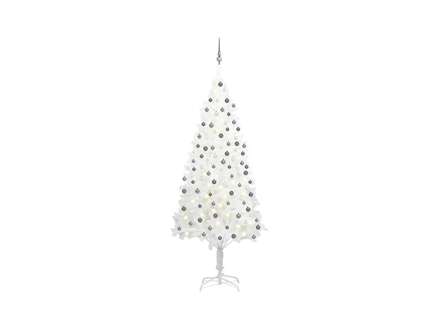 Künstlicher Weihnachtsbaum mit Beleuchtung & Kugeln Weiß 210 cm