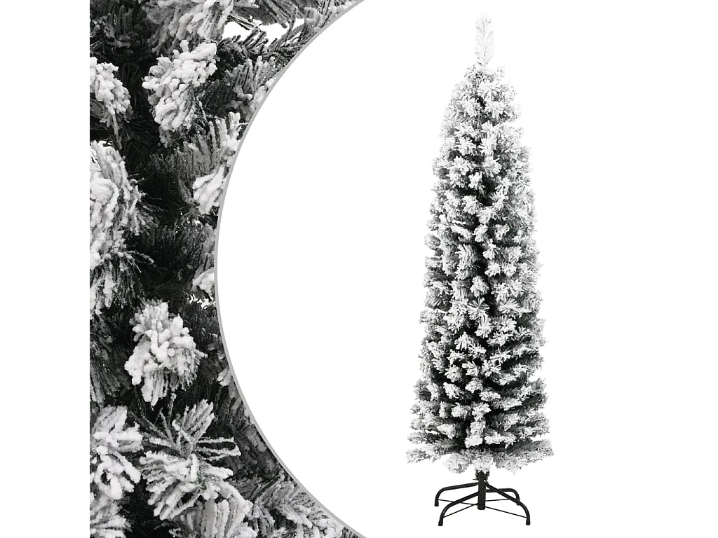 Sapin de Noël artificiel mince flocon de neige vert 120 cm PVC