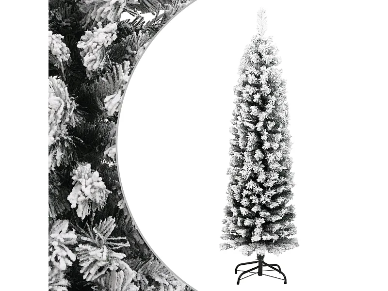 Árvore de Natal artificial fina com neve 120 cm PVC verde