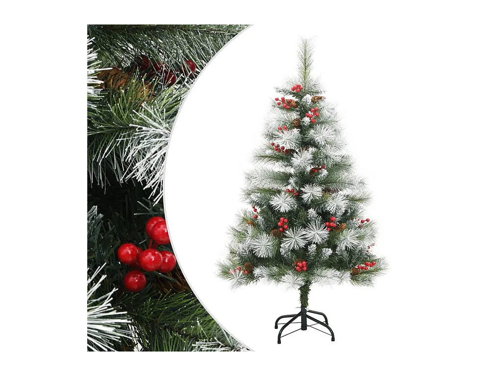 Kunstkerstboom met scharnieren dennenappels en bessen 150 cm