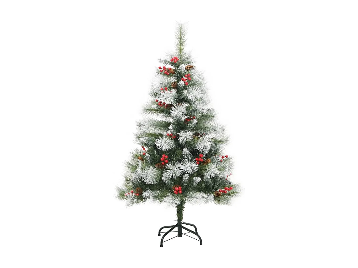 Albero Natale Artificiale Incernierato con Pigne e Bacche 150cm