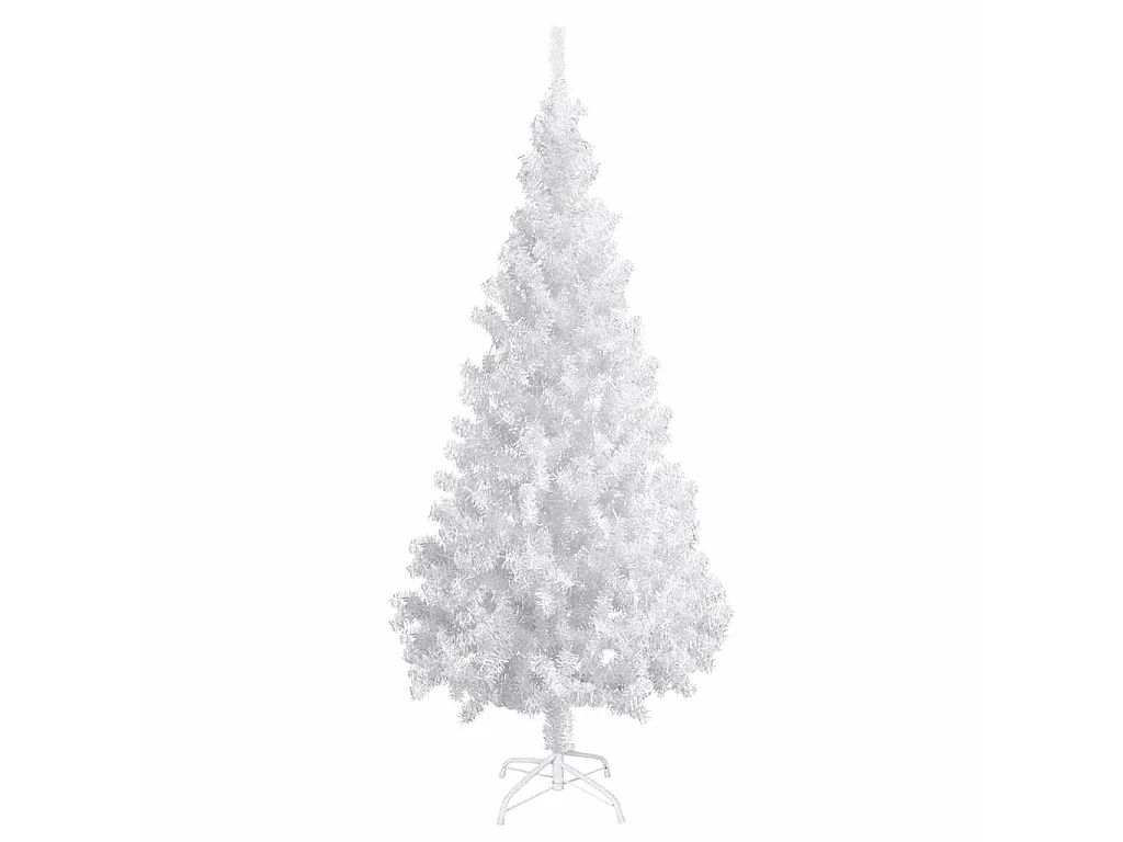 Arbre de Noël artificiel pré-éclairé et boules blanc 180 cm PVC