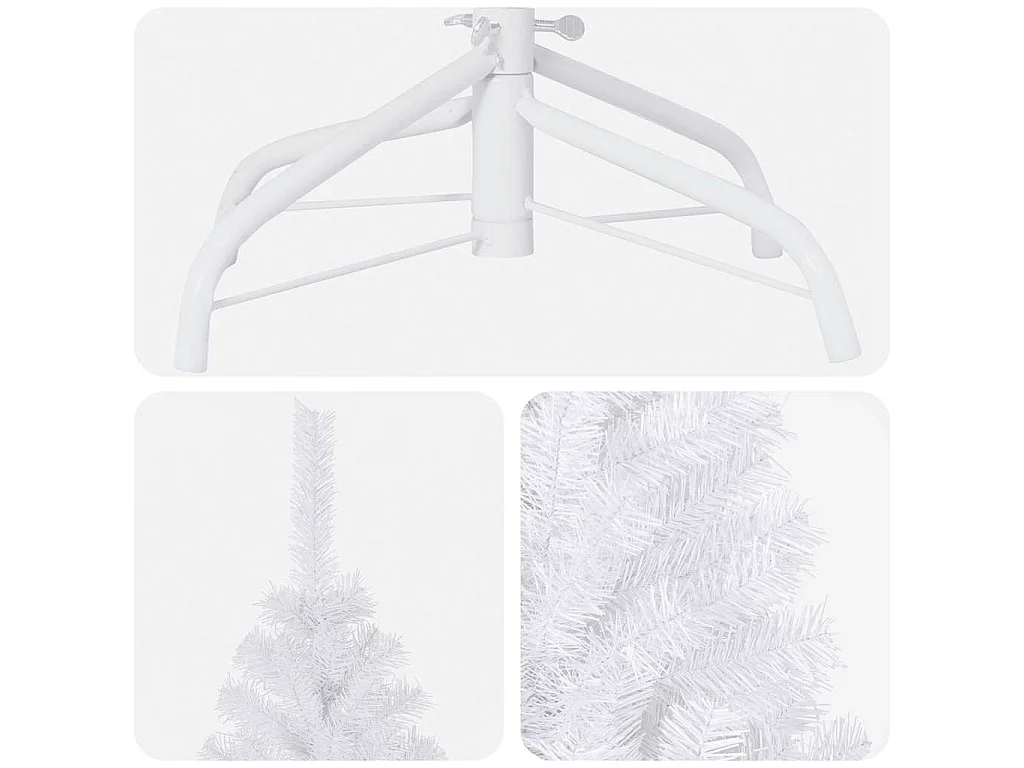 Arbre de Noël artificiel pré-éclairé et boules blanc 180 cm PVC
