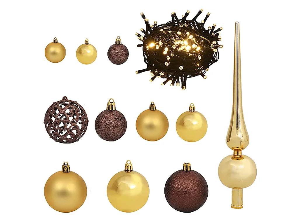 Arbre de Noël artificiel pré-éclairé et boules blanc 180 cm PVC