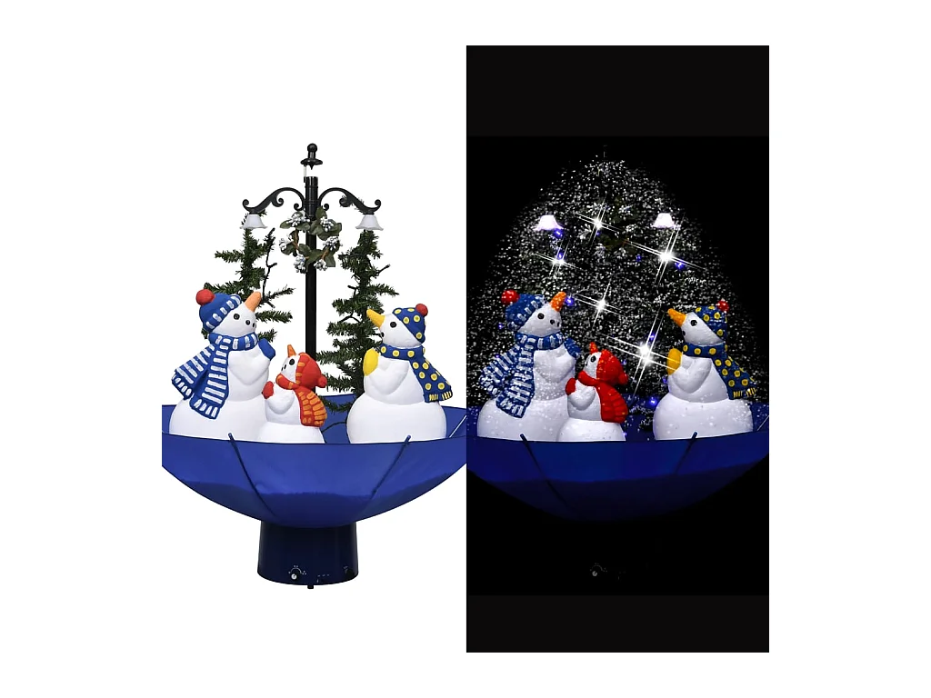 Arbre de Noël neigeux avec base de parapluie Bleu 75 cm PVC