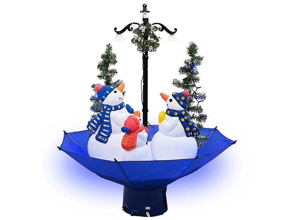 Arbre de Noël neigeux avec base de parapluie Bleu 75 cm PVC
