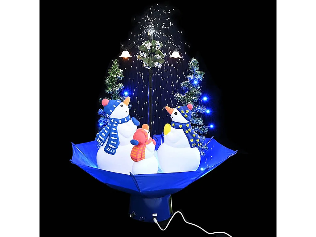 Arbre de Noël neigeux avec base de parapluie Bleu 75 cm PVC