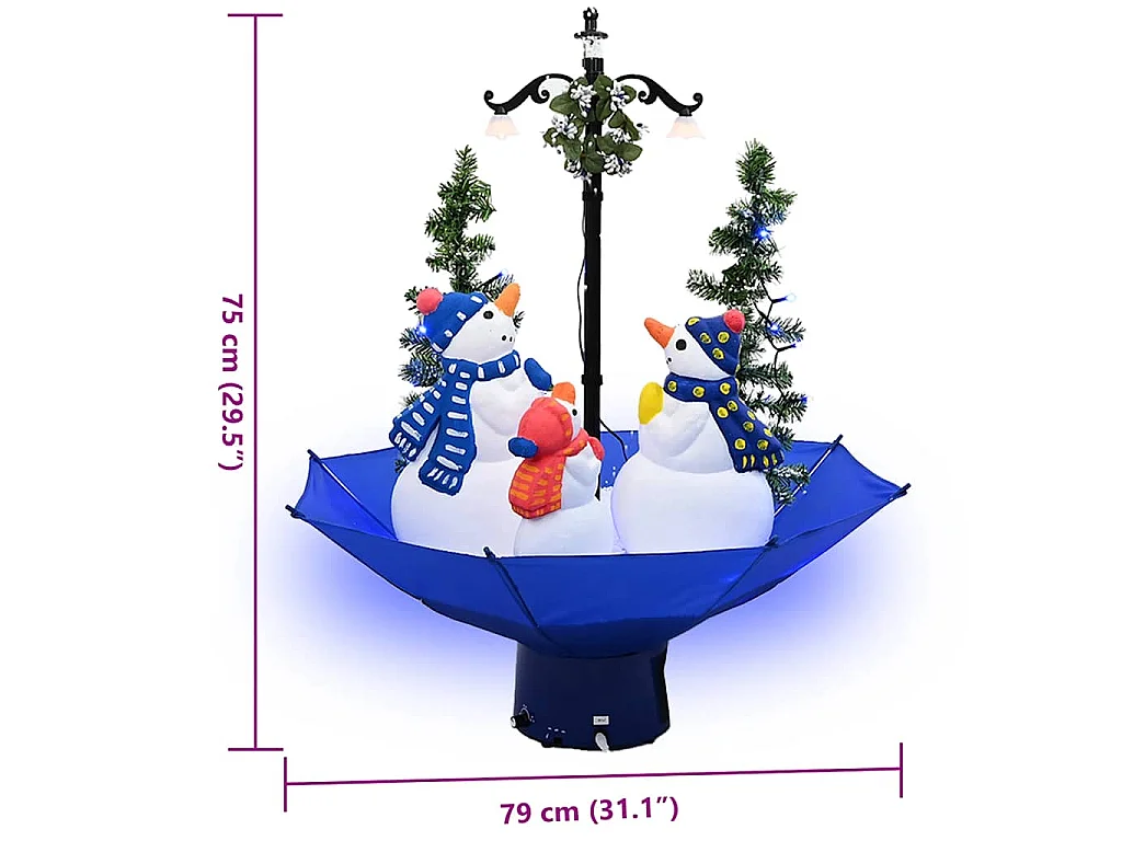 Arbre de Noël neigeux avec base de parapluie Bleu 75 cm PVC