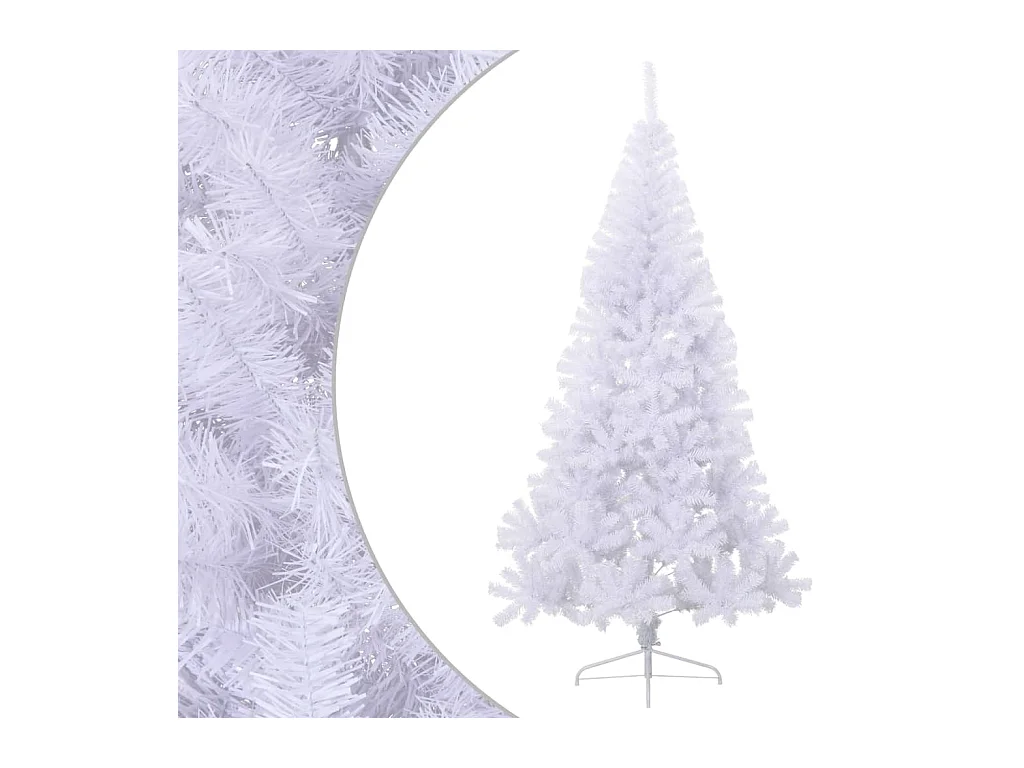 Künstlicher Halb-Weihnachtsbaum mit Ständer Weiß 240 cm PVC