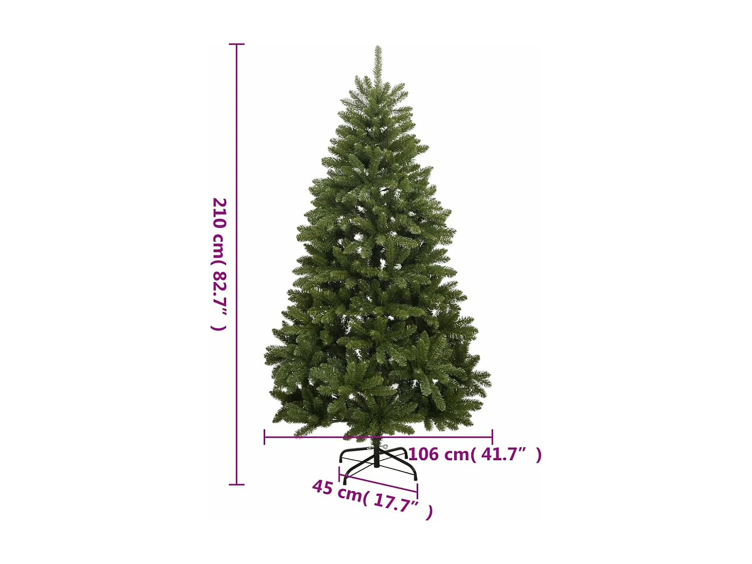 Albero di Natale Artificiale Incernierato con Base Verde 210 cm
