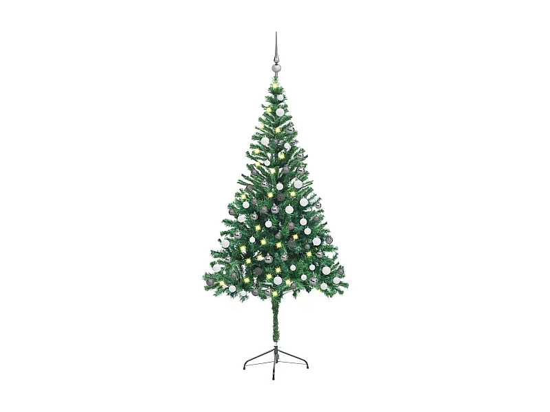 Albero di Natale Preilluminato Palline Bianco 180 cm 564 Rami