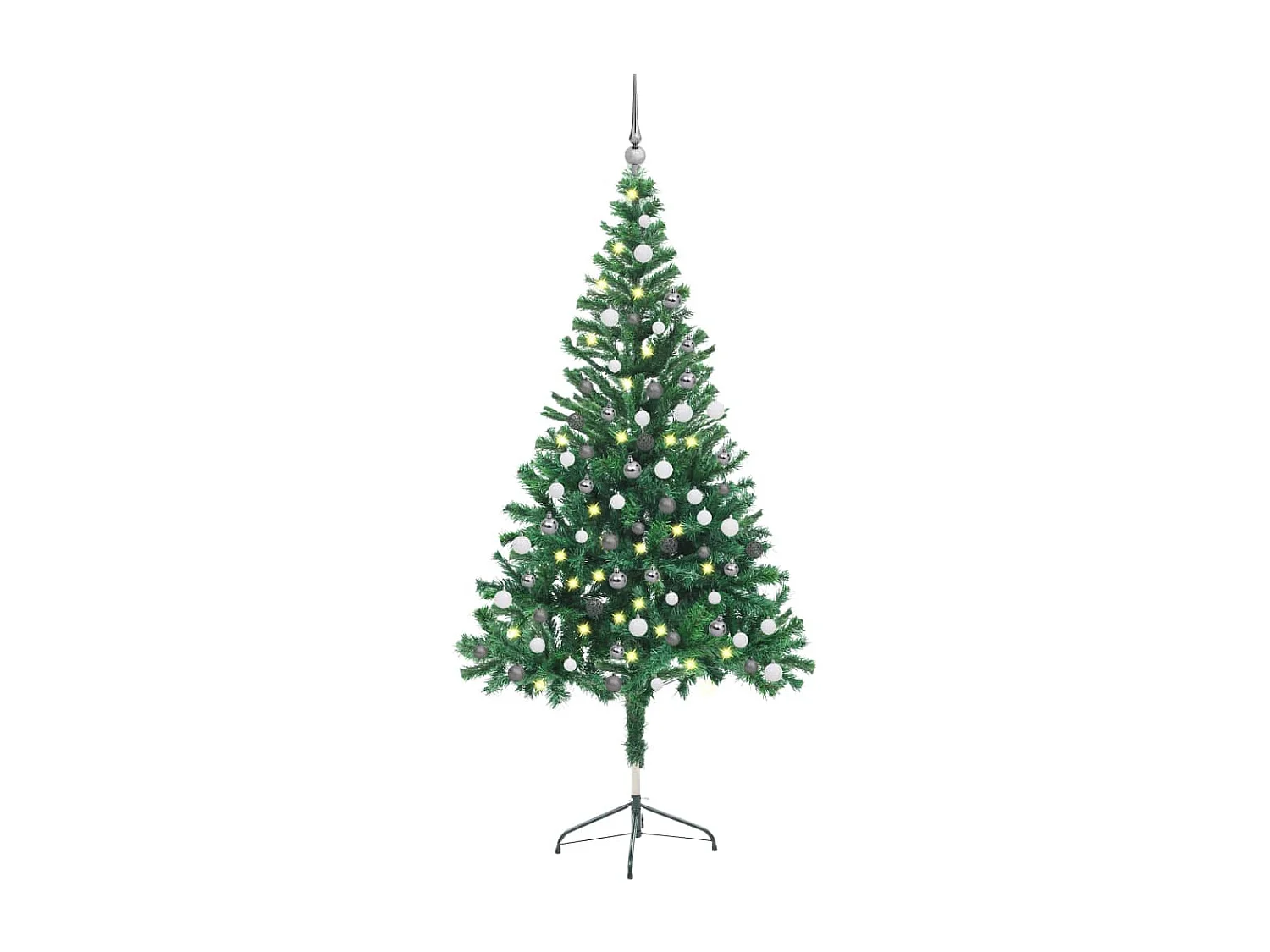 Kunstkerstboom met verlichting en kerstballen 380 takken 150 cm