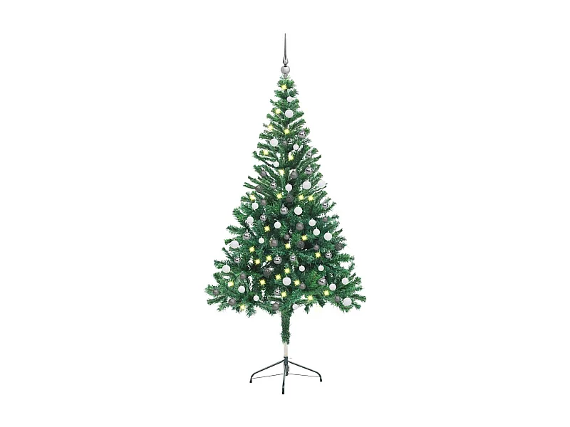 Árbol de Navidad artificial con luces y bolas 380 ramas 150 cm