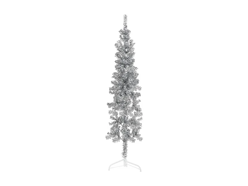Künstlicher Halb-Weihnachtsbaum Ständer Schlank Silbern 150 cm