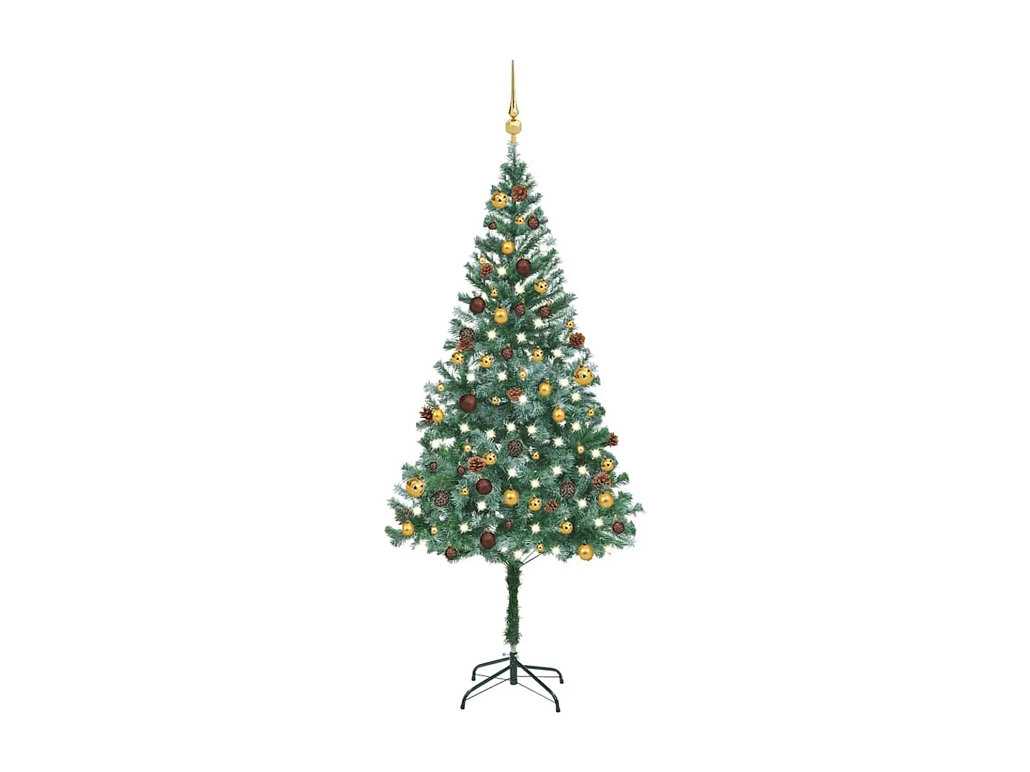 Künstlicher Weihnachtsbaum mit Beleuchtung Kugeln Zapfen 180 cm