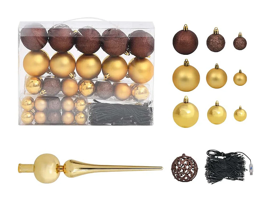 Künstlicher Weihnachtsbaum mit Beleuchtung Kugeln Zapfen 180 cm