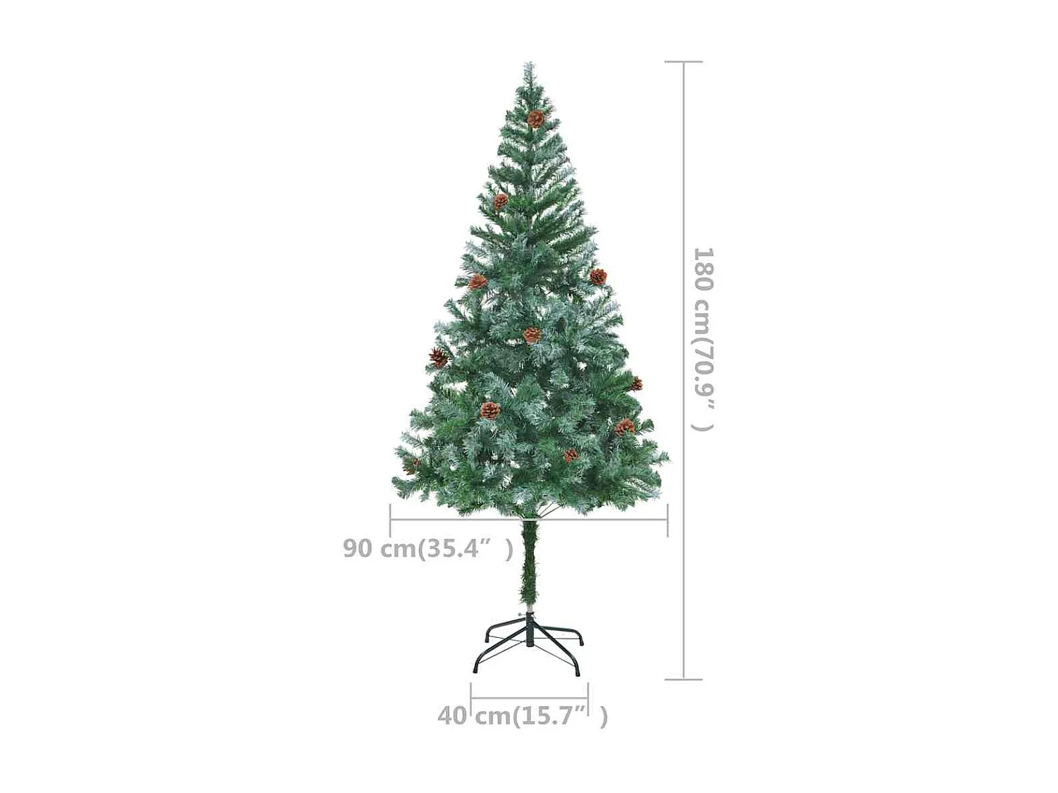 Künstlicher Weihnachtsbaum mit Beleuchtung Kugeln Zapfen 180 cm