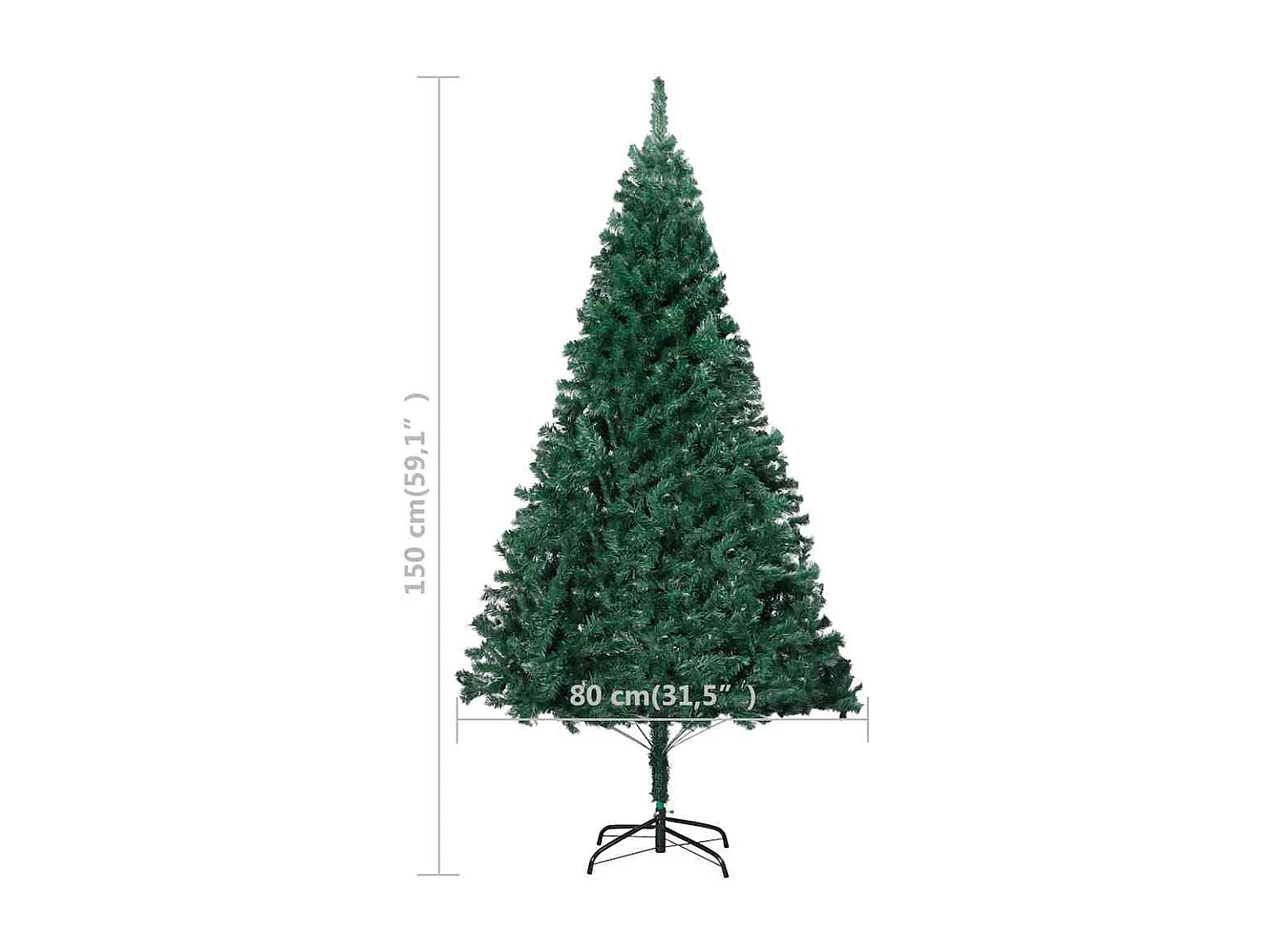 Künstlicher Weihnachtsbaum mit Beleuchtung & Kugeln Grün 150 cm
