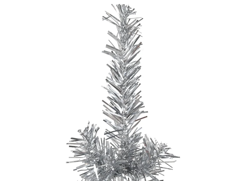 Demi sapin de Noël artificiel mince avec support Argenté 210 cm