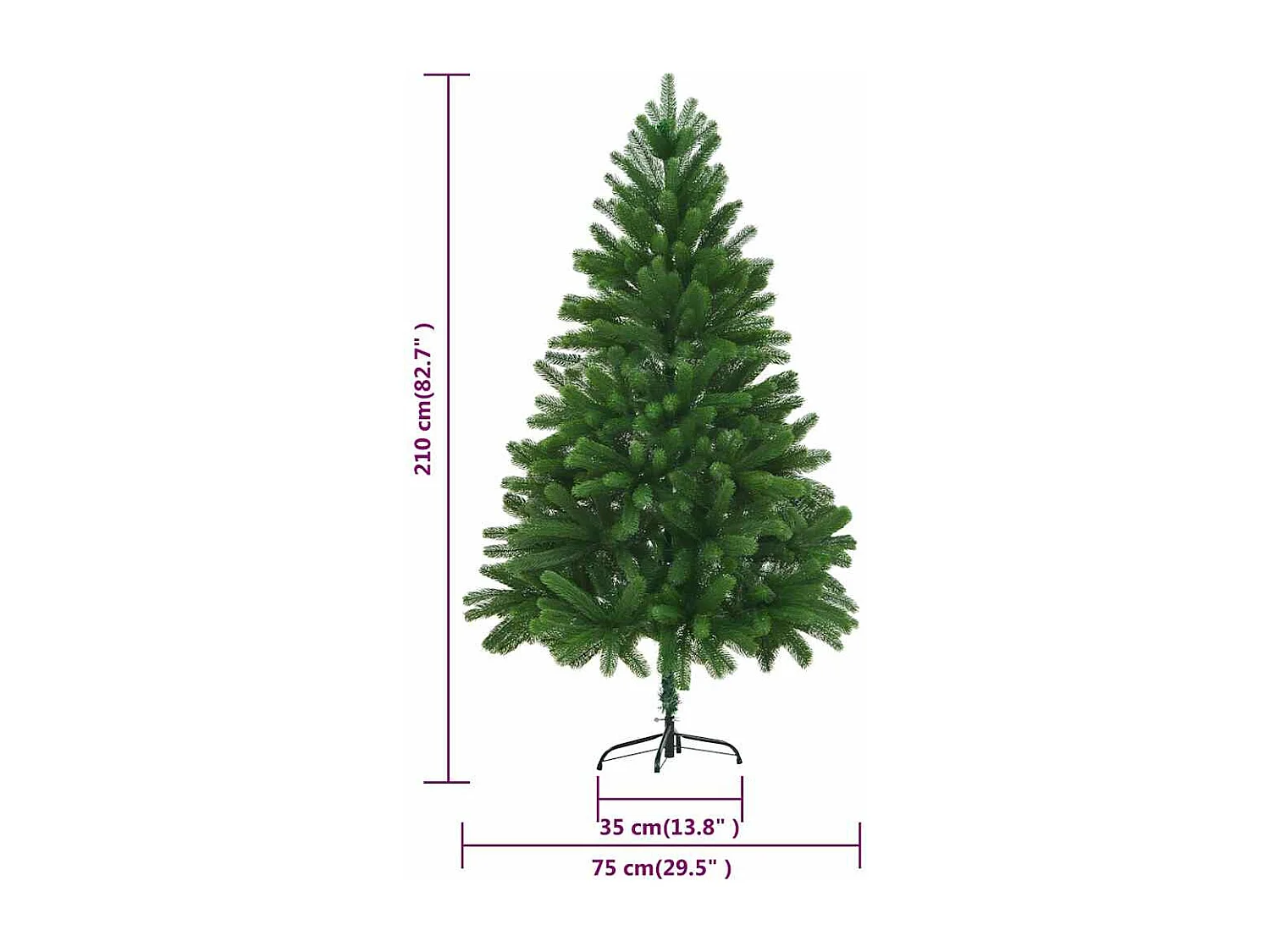 Arbre de Noël artificiel pré-éclairé et boules 210 cm vert