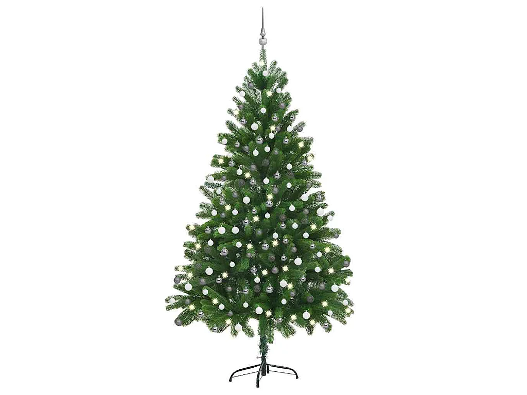 Künstlicher Weihnachtsbaum Beleuchtung & Kugeln 210 cm Grün