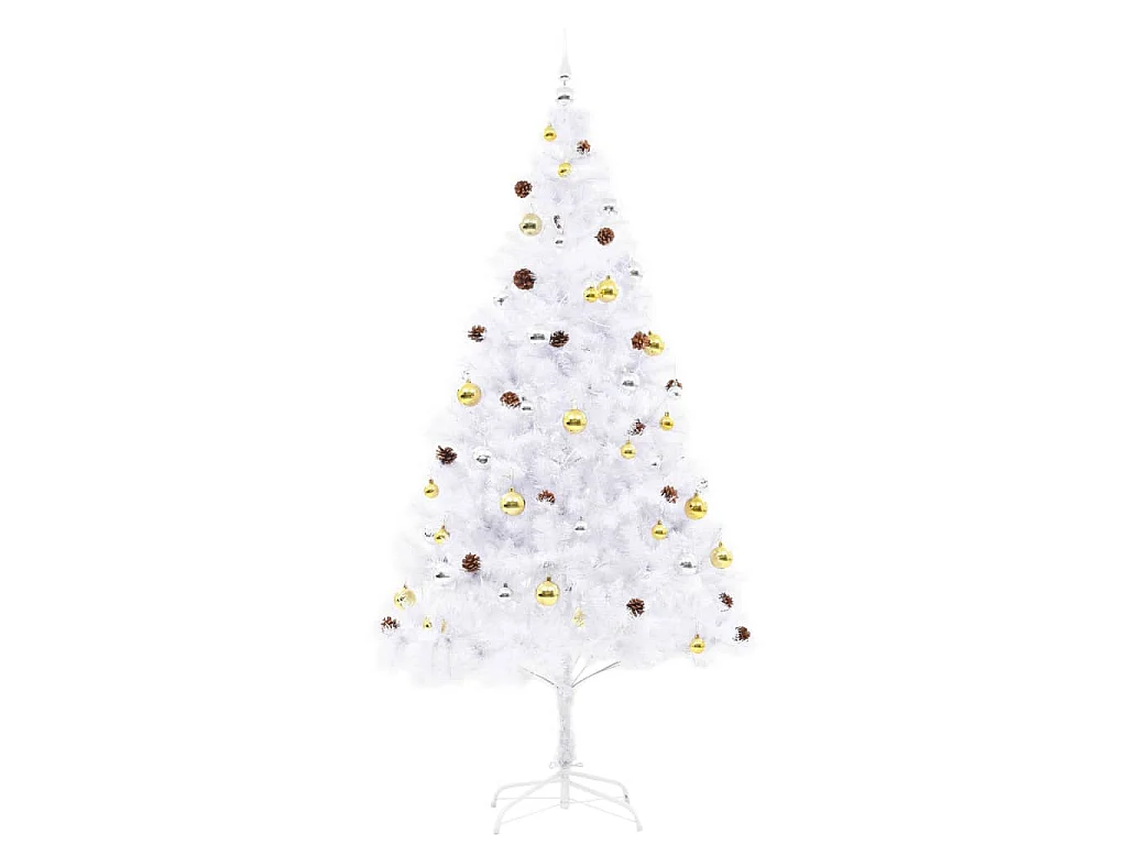 Árvore de Natal artificial pré-iluminada enfeites 210cm branco