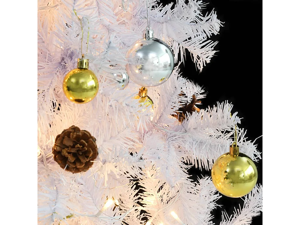 Árvore de Natal artificial pré-iluminada enfeites 210cm branco