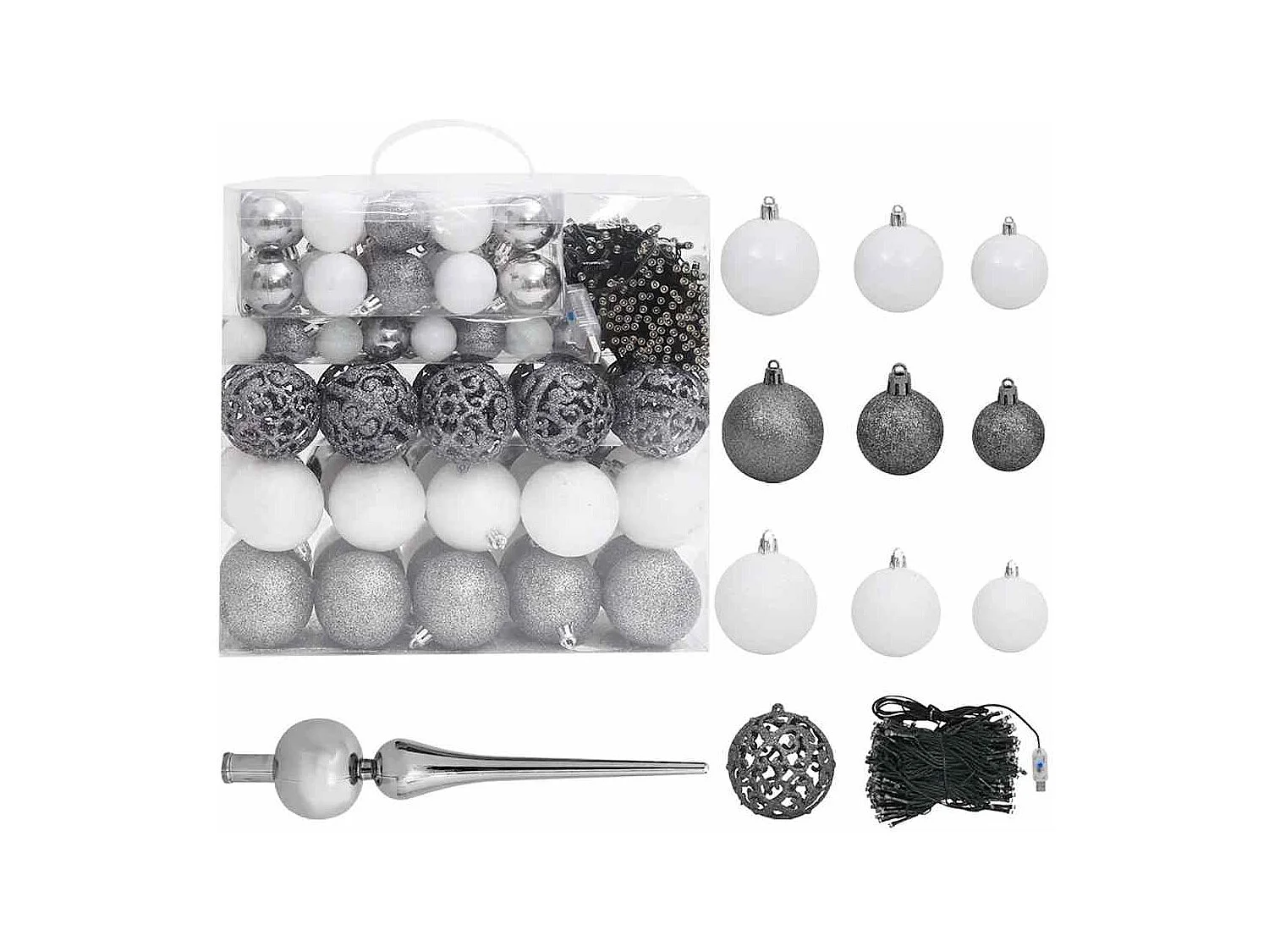 Kunstkerstboom met verlichting en kerstballen 210 cm PVC blauw