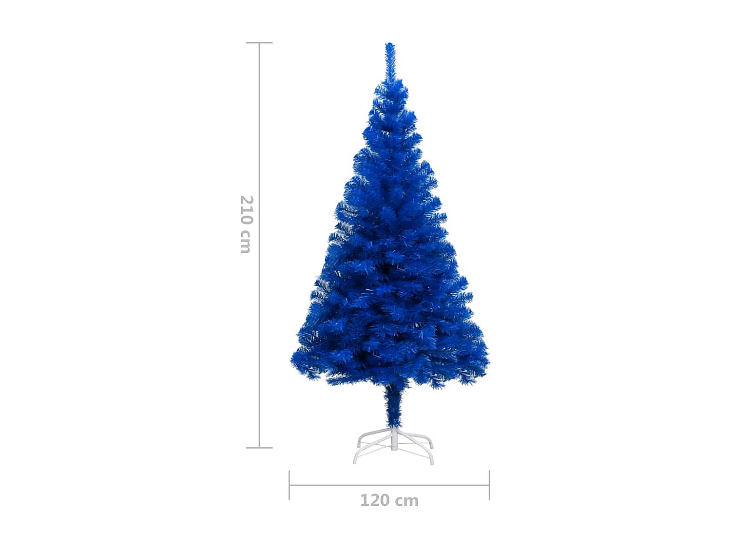 Kunstkerstboom met verlichting en kerstballen 210 cm PVC blauw