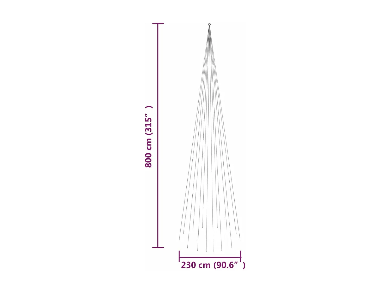 Albero di Natale Pennone Bianco Caldo 1134 LED 800 cm