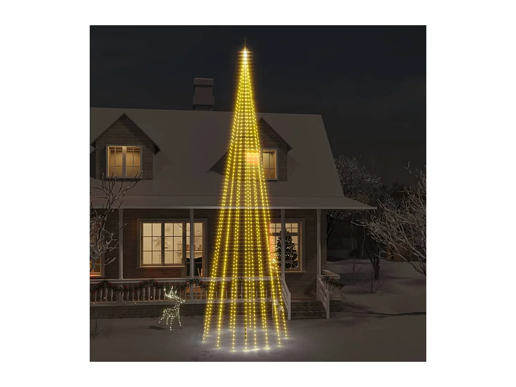 Sapin de Noël sur mât de drapeau 1134 LED Blanc chaud 800 cm