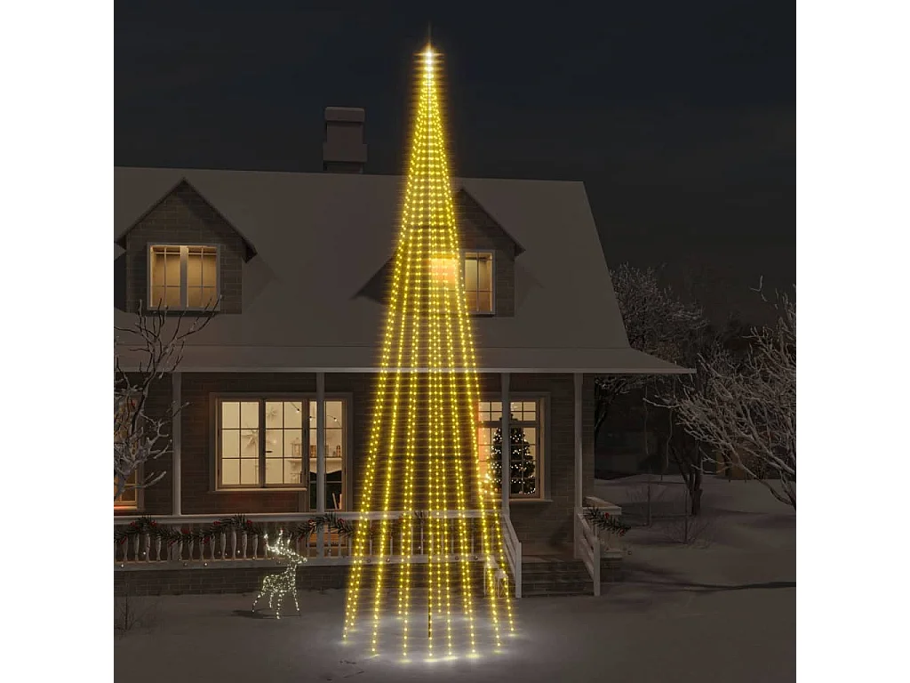 Sapin de Noël sur mât de drapeau 1134 LED Blanc chaud 800 cm
