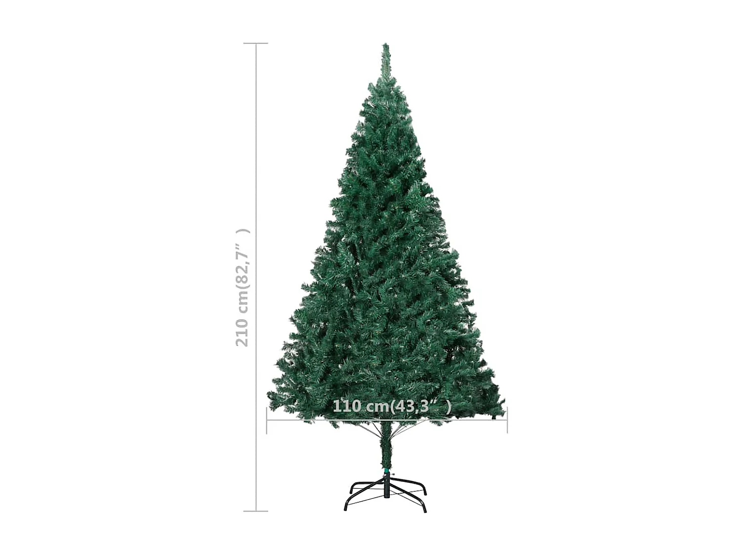 Arbre de Noël artificiel pré-éclairé et boules vert 210 cm PVC