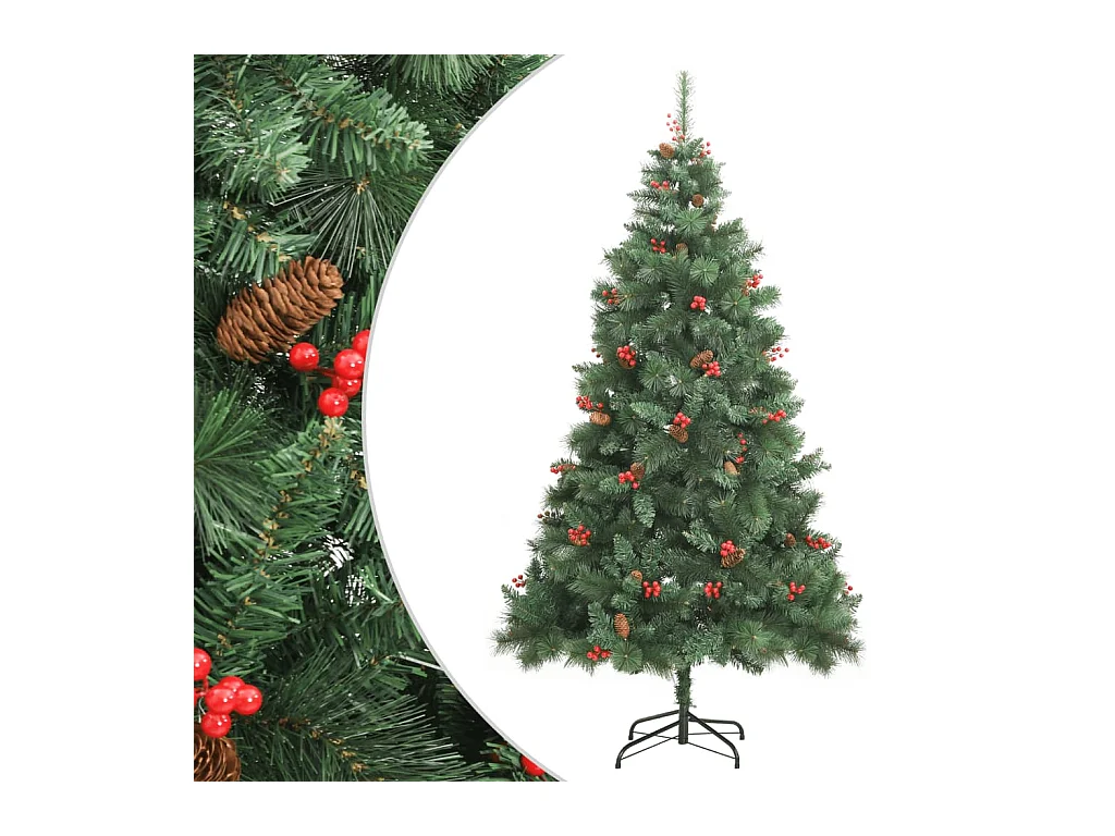 Sapin de Noël artificiel avec pommes de pin et baies 240 cm