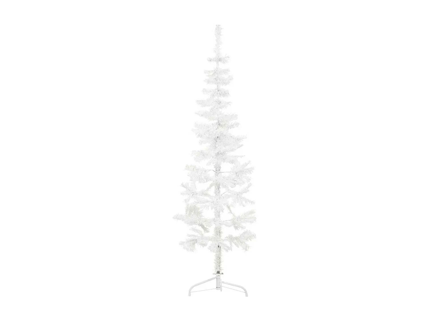 Demi sapin de Noël artificiel mince avec support Blanc 150 cm