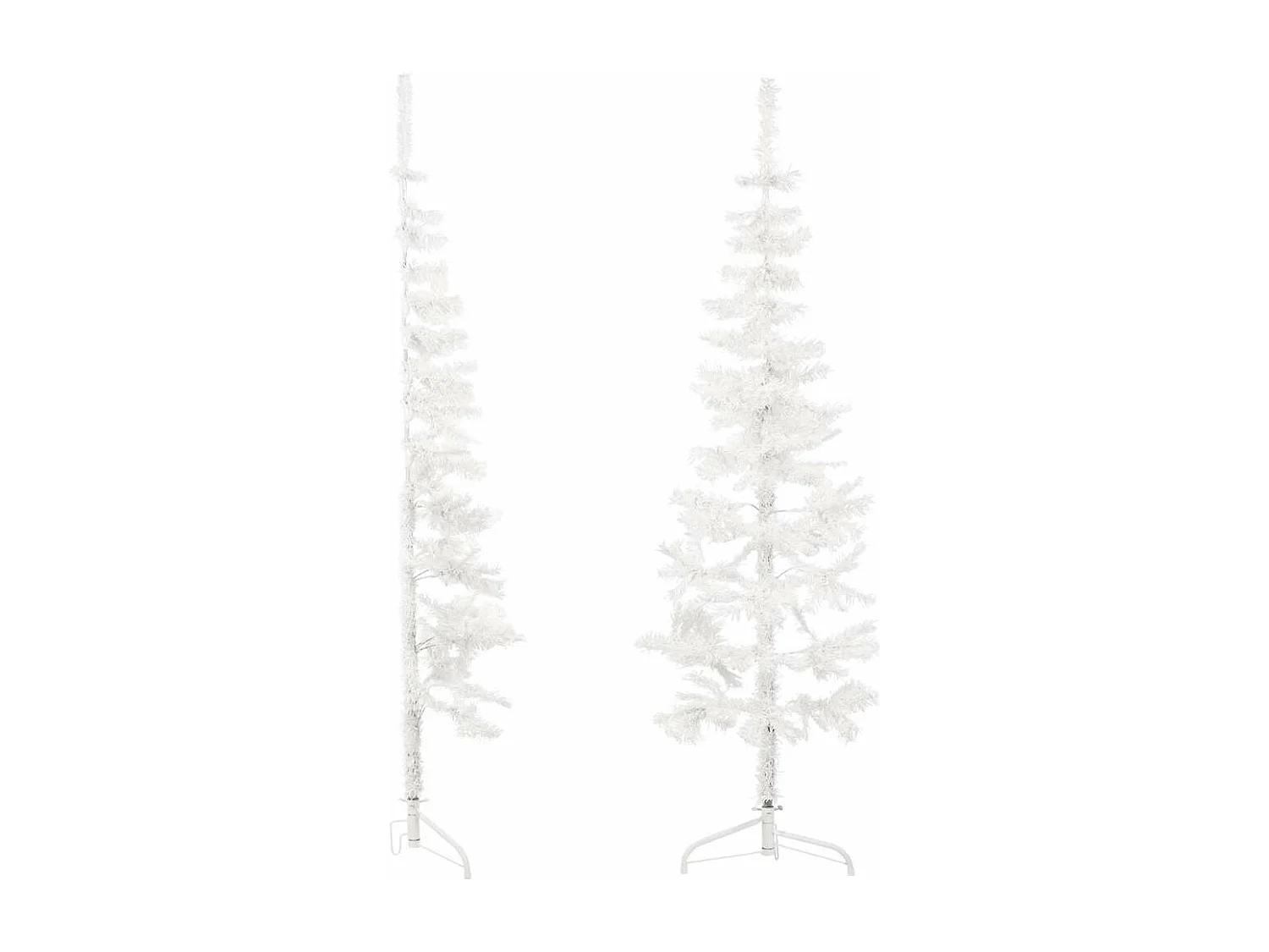 Künstlicher Halb-Weihnachtsbaum mit Ständer Schlank Weiß 150 cm