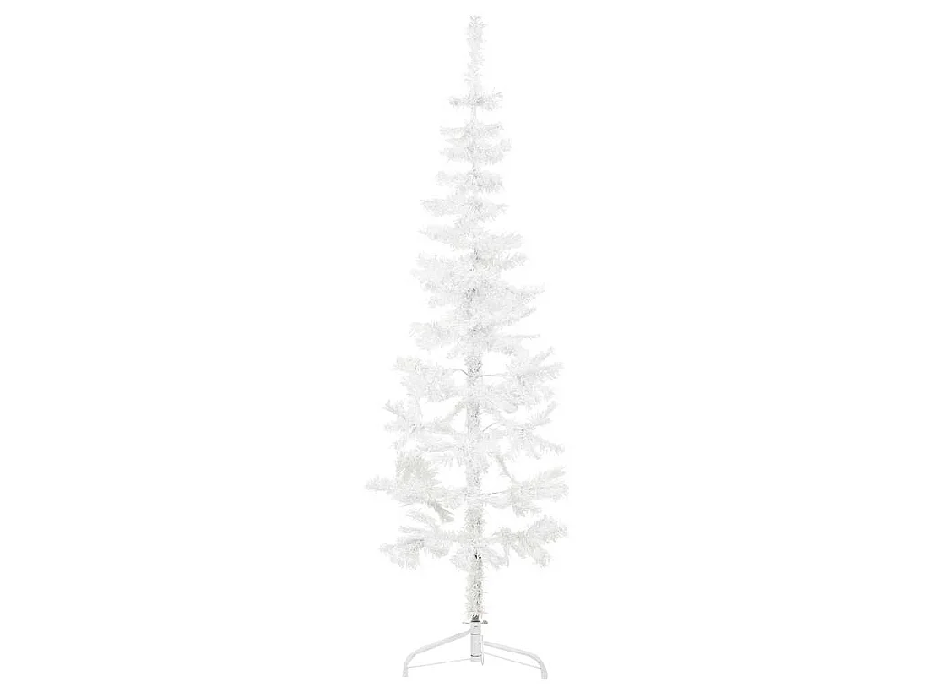 Medio árbol de Navidad artificial con soporte blanco 120 cm