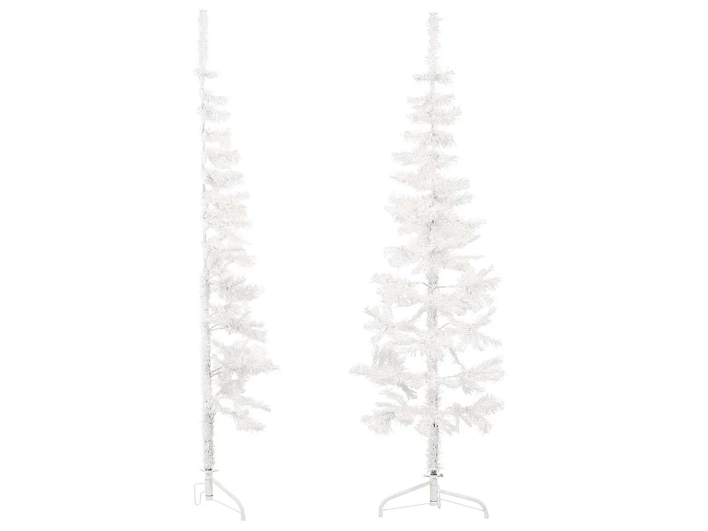 Medio árbol de Navidad artificial con soporte blanco 120 cm