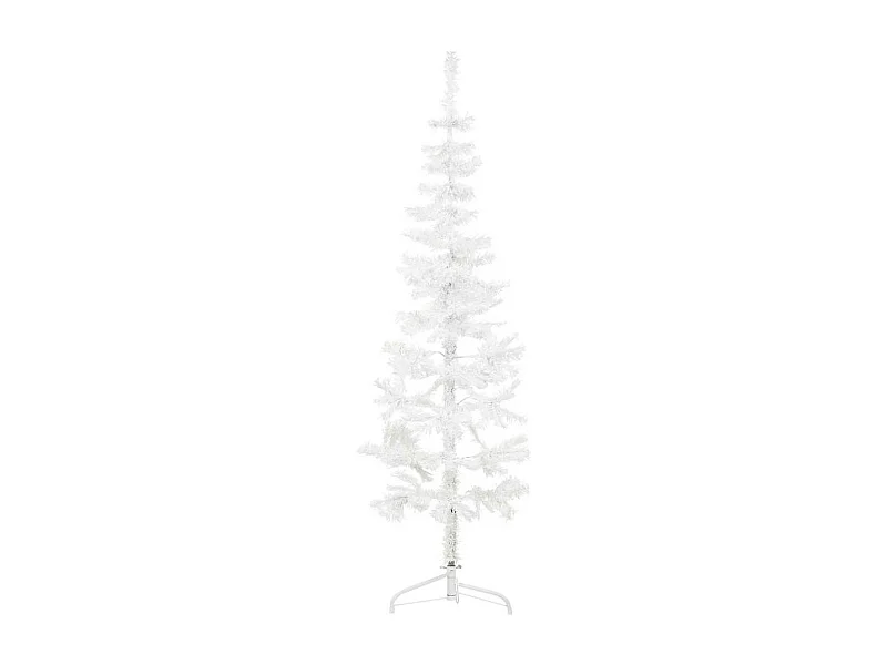 Albero Natale Artificiale Sottile a Metà Supporto Bianco 150 cm