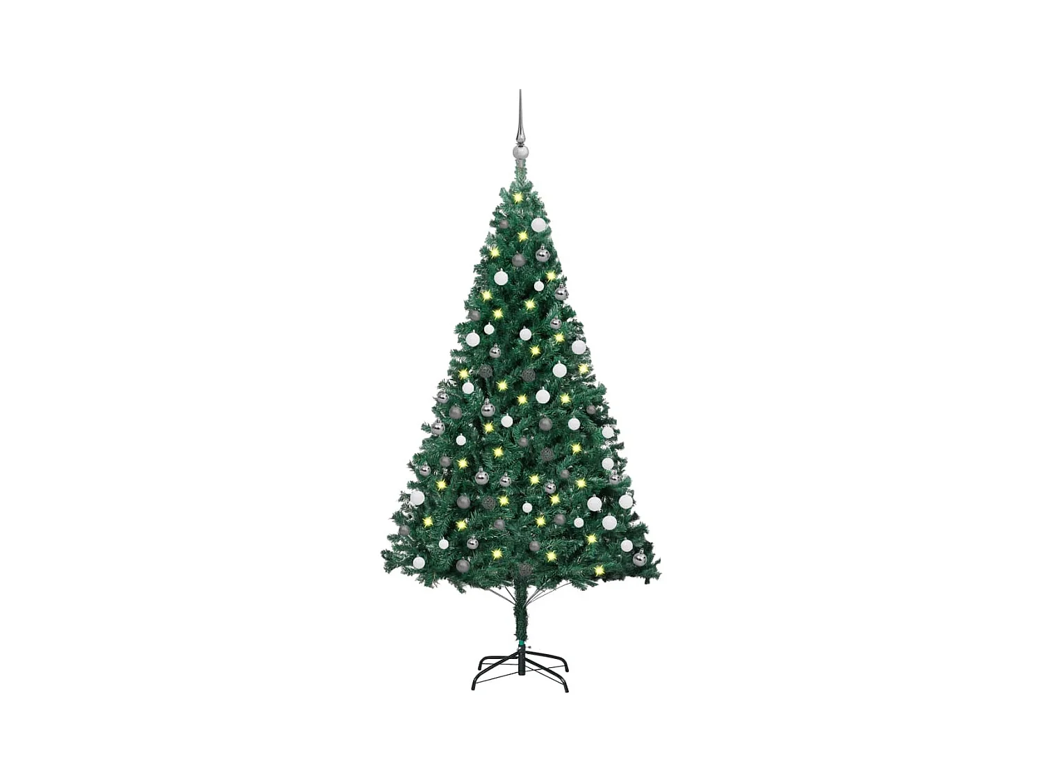 Arbre de Noël artificiel pré-éclairé et boules vert 120 cm PVC