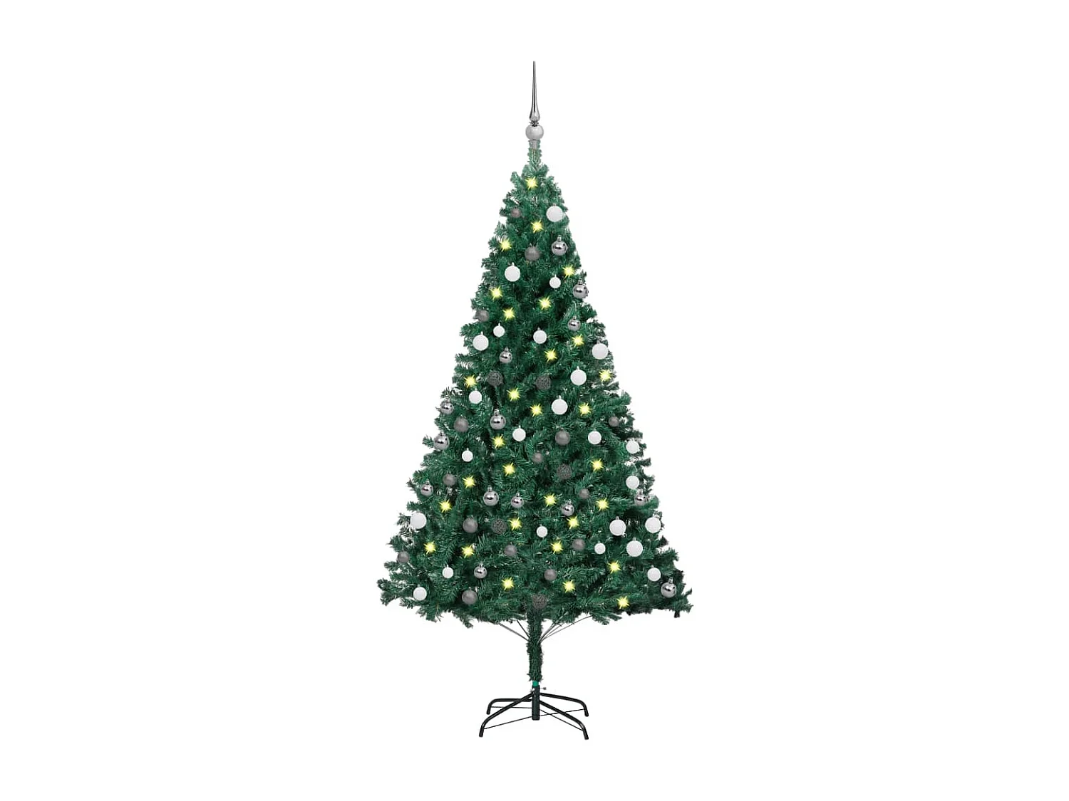 Arbre de Noël artificiel pré-éclairé et boules vert 120 cm PVC