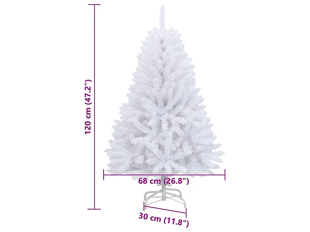 Kunstkerstboom met scharnieren en standaard 120 cm wit