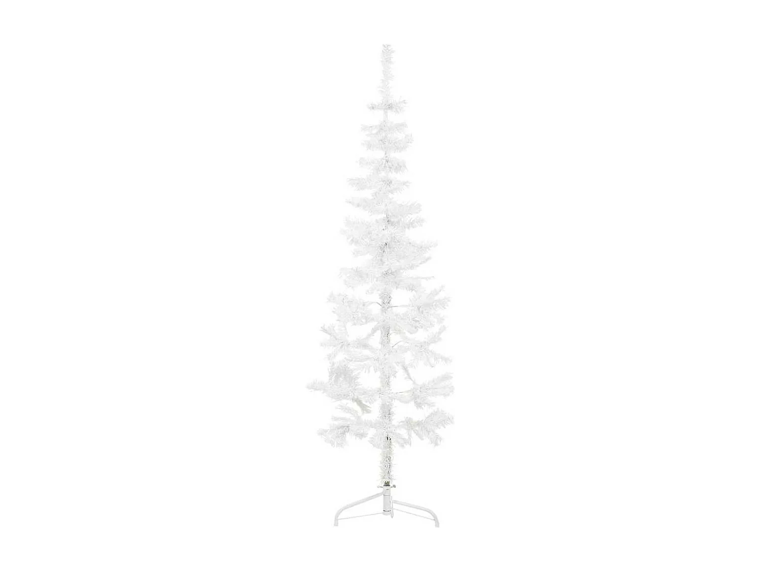 Demi sapin de Noël artificiel mince avec support Blanc 180 cm
